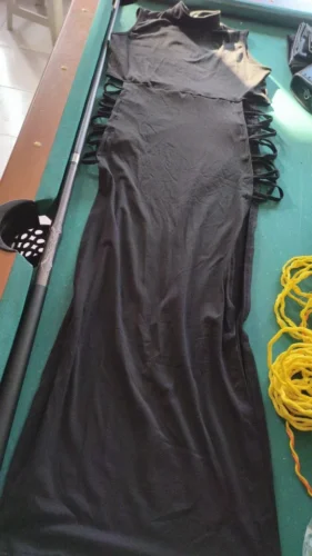 Criss Cross Cut Out Dress, Sexy Bodycon Mock Neck Sleeveless Dress, Women's Clothing photo review