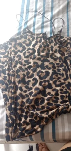 leopard print sleeveless V-neck sexy midi dress spring women fashion streetwear Christmas party outfits photo review