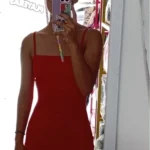 2025 New Spring Summer Women's High Elastic Sleeveless Backless Dress Long Sling Dresses Club Sexy Suspender Dress photo review