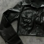 Xeemilo Autumn Faux Leather Short Jacket Y2K Turn-down Collar Fashion Botton Decoration PU Coat 2022 Grunge Street Casual Coats photo review