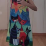2024 European and American Cross Border Women's New Dress V-neck Sleeveless Sexy Printed Large Hem Foreign Trade Dress photo review
