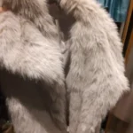 TRAFZA Women Fashion Cropped Faux Fur Jacket Coat Long Sleeve Front Snap-button Female Outerwear Chic Lapel Collar Thick Coat photo review