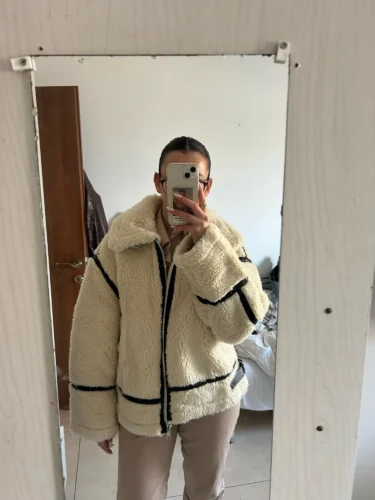 2024 RARF Autumn New Women's European and American Style Artificial Fur Effect Motorcycle Jacket Coat with Fur Integration photo review