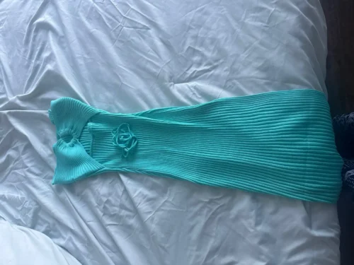 YuooMuoo Chic Fashion Sexy Package Hips Split Knitted Summer Dress 2025 Women Slim Elastic Bodycon Party Dress Streetwear Outfit photo review