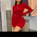 Long Sleeve Slim Bodycon Mini Dress Women Turtleneck Pleated Party Ruched Short Evening Club Outfit Soild Color photo review