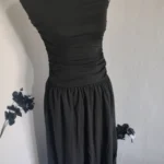 WhereMery Elegant Slip Long Dresses Sexy Women Ruched Bodycon Solid Maxi Dress Spring Y2K Summer Temperament High-waist Vestidos photo review