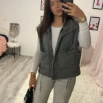 Nlzgmsj 2024 Autumn Winter Women Pocket Cotton Jacket Vest Sleeveless Stand Neck Zipper Waistcoat Loose Female Streetwear photo review
