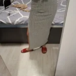 Women sexy knit V-neck reverse neck split dress autumn winter full sleeve elastic basic body sweater photo review