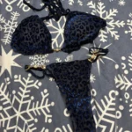 2024 Brazilian Summer Women Leopard Pearl Bathing Suit Beachwear Thong Two Pieces Set Special Fabric Halter Neck Swimwear Bikini photo review