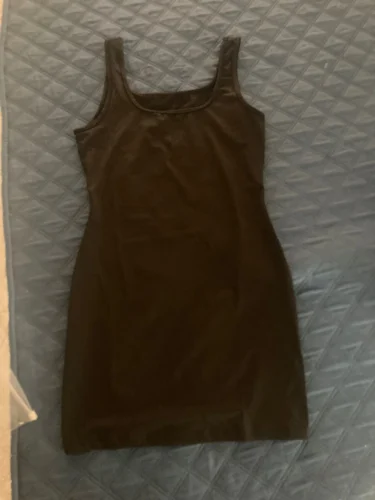 Black Ribbed Bodycon Summer Dress Sexy Vest Sleeveless Vest Club Party Mini Dress WOMEN'S Solid Color Tight Fitting photo review