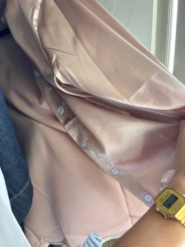 Spring Fashion Button Up Satin Silk Shirt Vintage Blouse Women White Tops Lady Long Sleeves Female Loose Street Shirts 11355 photo review