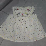 New Cute Girl'S Dress Sweet Rose Embroidered Small Round Dots Korean Version Loose Bubble Sleeve Cotton Beach Skirt photo review