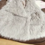 TRAFZA Women Fashion Cropped Faux Fur Jacket Coat Long Sleeve Front Snap-button Female Outerwear Chic Lapel Collar Thick Coat photo review