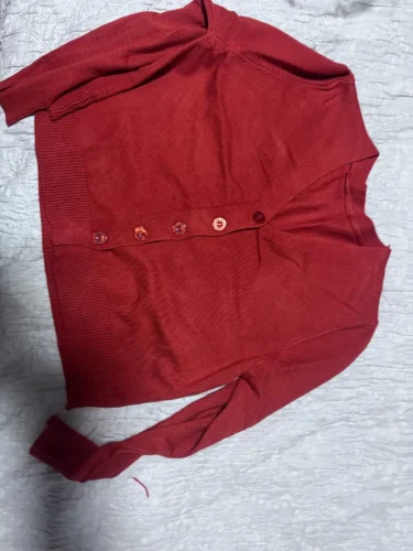 Women's Long Sleeve Cropped Cardigan V Neck Button Down Knit Lady Autumn Spring Knitted Single-breasted Cardigan Sweaters photo review