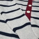 Autumn And Winter New Stripes Color Matching Button Round Neck Knitted Cardigan Women Long-sleeved Sweater All-match photo review