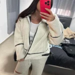 2024 RARF Autumn New Women's European and American Style Artificial Fur Effect Motorcycle Jacket Coat with Fur Integration photo review