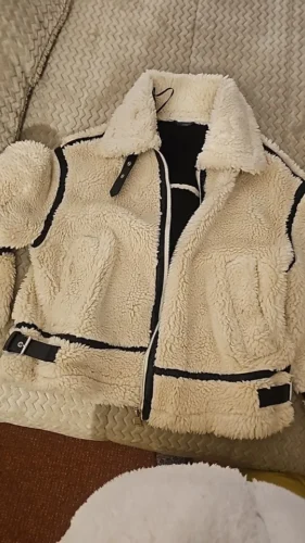 2024 RARF Autumn New Women's European and American Style Artificial Fur Effect Motorcycle Jacket Coat with Fur Integration photo review