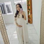 Boho Cotton Maternity Photo Shoot Dress Beige Bohemian Lace Stiches Cotton Pregnant Woman Photography Long Dresses photo review