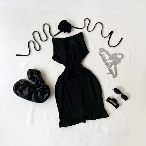 2024 European and American New High end Y2K Sexy Open Back Lace up Slim Fit Spicy Girl Short Skirt photo review