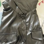 Xeemilo Autumn Faux Leather Short Jacket Y2K Turn-down Collar Fashion Botton Decoration PU Coat 2022 Grunge Street Casual Coats photo review