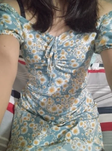 Women Mini Dresses Summer Fashion Female Vestidos Print Floral Chiffon Dresses Shirring Pleated Short Puffy Sleeve Casual Dress photo review