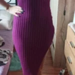 Women V Neck Solid Ribben Knitted Dresses Casual All Match Slimple Sexy Package Hips Bodycon Dress Elegant Vestidos Streetwear photo review