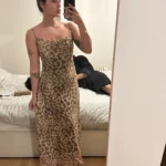 Ladies Vintage Leopard Print Women Sexy Spaghetti Strap Summer Dress Chic Swing Collar Backless Party Club Long Dresses Female photo review