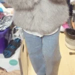 TRAFZA Women Fashion Cropped Faux Fur Jacket Coat Long Sleeve Front Snap-button Female Outerwear Chic Lapel Collar Thick Coat photo review