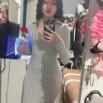 Women sexy knit V-neck reverse neck split dress autumn winter full sleeve elastic basic body sweater photo review