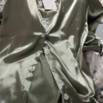 Spring Fashion Button Up Satin Silk Shirt Vintage Blouse Women White Tops Lady Long Sleeves Female Loose Street Shirts 11355 photo review