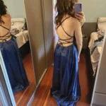 Burgundy Satin Beach Maxi Women Dress for Christmas Sexy Side Slit Adjustable Straps Evening Prom Dress Cheap Bridesmaid Dresses photo review