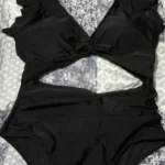 Contrast Mesh One Piece Swimsuit, V Neck Solid Color Backless Tummy Control High Cut Bathing Suit, Women's Swimwear & Clothing photo review
