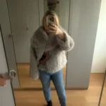 TRAFZA Women Fashion Cropped Faux Fur Jacket Coat Long Sleeve Front Snap-button Female Outerwear Chic Lapel Collar Thick Coat photo review