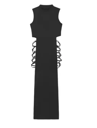 Criss Cross Cut Out Dress, Sexy Bodycon Mock Neck Sleeveless Dress, Women's Clothing photo review