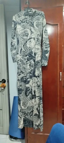 Weird Puss Mesh Print Women Maxi Dress Turtleneck Full Sleeve Bodycon Autumn Trendy Hipsters High Street Party Y2K Attirewear photo review