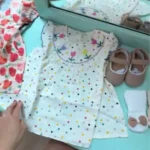 New Cute Girl'S Dress Sweet Rose Embroidered Small Round Dots Korean Version Loose Bubble Sleeve Cotton Beach Skirt photo review