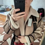 2024 TRAF New synthetic sheepskin women's Coat Thickened thermal bomber Jacket Y2K lapel vintage winter fashion photo review
