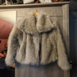 TRAFZA Women Fashion Cropped Faux Fur Jacket Coat Long Sleeve Front Snap-button Female Outerwear Chic Lapel Collar Thick Coat photo review