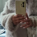 TRAFZA Women Fashion Cropped Faux Fur Jacket Coat Long Sleeve Front Snap-button Female Outerwear Chic Lapel Collar Thick Coat photo review