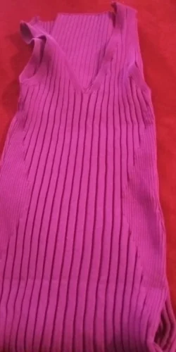 Women V Neck Solid Ribben Knitted Dresses Casual All Match Slimple Sexy Package Hips Bodycon Dress Elegant Vestidos Streetwear photo review