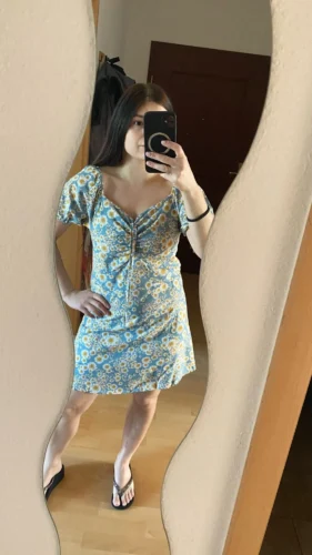 Women Mini Dresses Summer Fashion Female Vestidos Print Floral Chiffon Dresses Shirring Pleated Short Puffy Sleeve Casual Dress photo review