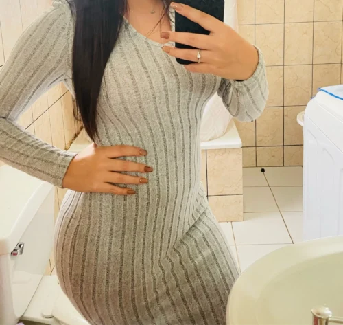 Women sexy knit V-neck reverse neck split dress autumn winter full sleeve elastic basic body sweater photo review