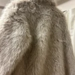 TRAFZA Women Fashion Cropped Faux Fur Jacket Coat Long Sleeve Front Snap-button Female Outerwear Chic Lapel Collar Thick Coat photo review