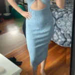 YuooMuoo Chic Fashion Sexy Package Hips Split Knitted Summer Dress 2025 Women Slim Elastic Bodycon Party Dress Streetwear Outfit photo review