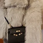 TRAFZA Women Fashion Cropped Faux Fur Jacket Coat Long Sleeve Front Snap-button Female Outerwear Chic Lapel Collar Thick Coat photo review