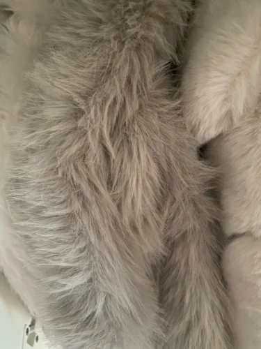 TRAFZA Women Fashion Cropped Faux Fur Jacket Coat Long Sleeve Front Snap-button Female Outerwear Chic Lapel Collar Thick Coat photo review