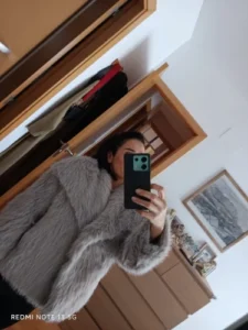 TRAFZA Women Fashion Cropped Faux Fur Jacket Coat Long Sleeve Front Snap-button Female Outerwear Chic Lapel Collar Thick Coat photo review