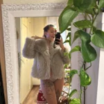 TRAFZA Women Fashion Cropped Faux Fur Jacket Coat Long Sleeve Front Snap-button Female Outerwear Chic Lapel Collar Thick Coat photo review
