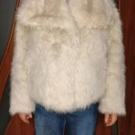 TRAFZA Women Fashion Cropped Faux Fur Jacket Coat Long Sleeve Front Snap-button Female Outerwear Chic Lapel Collar Thick Coat photo review