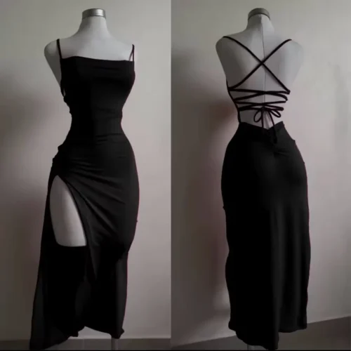 2024 explosive new dress summer high sensibility halter strap Spice Girl bag hip dress photo review